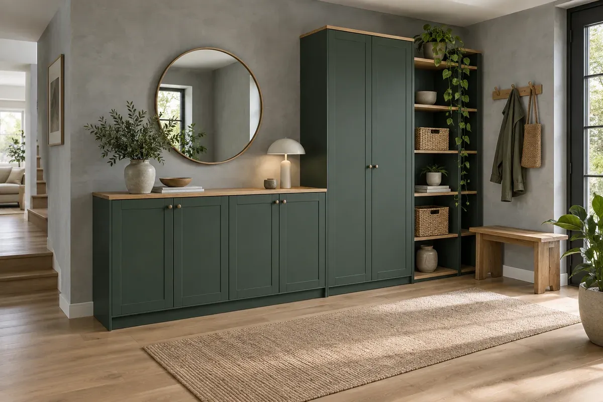 Kabinet storage modern yang rapi dan fungsional
